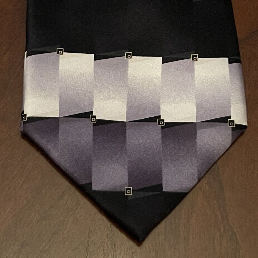 Vintage Croft & Barrow Black Hand Made Silk Men’s Neck Tie Made In China Long